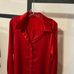 SHEIN Red Satin Blouse